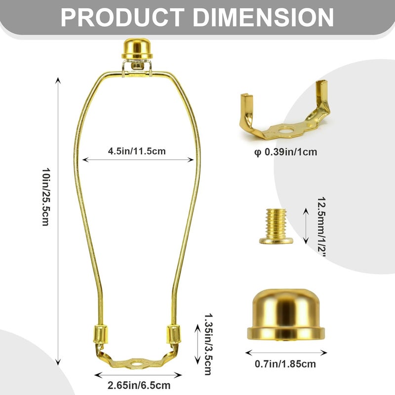 OMOBANU 10 Inch Antique Gold Lamp Shade Harp Holder - Detachable Lamp Shade Holder Replacement with Standard Harp Saddle & Lamps Finials, Metal Decorative Accessories and Parts Repair - Image 1